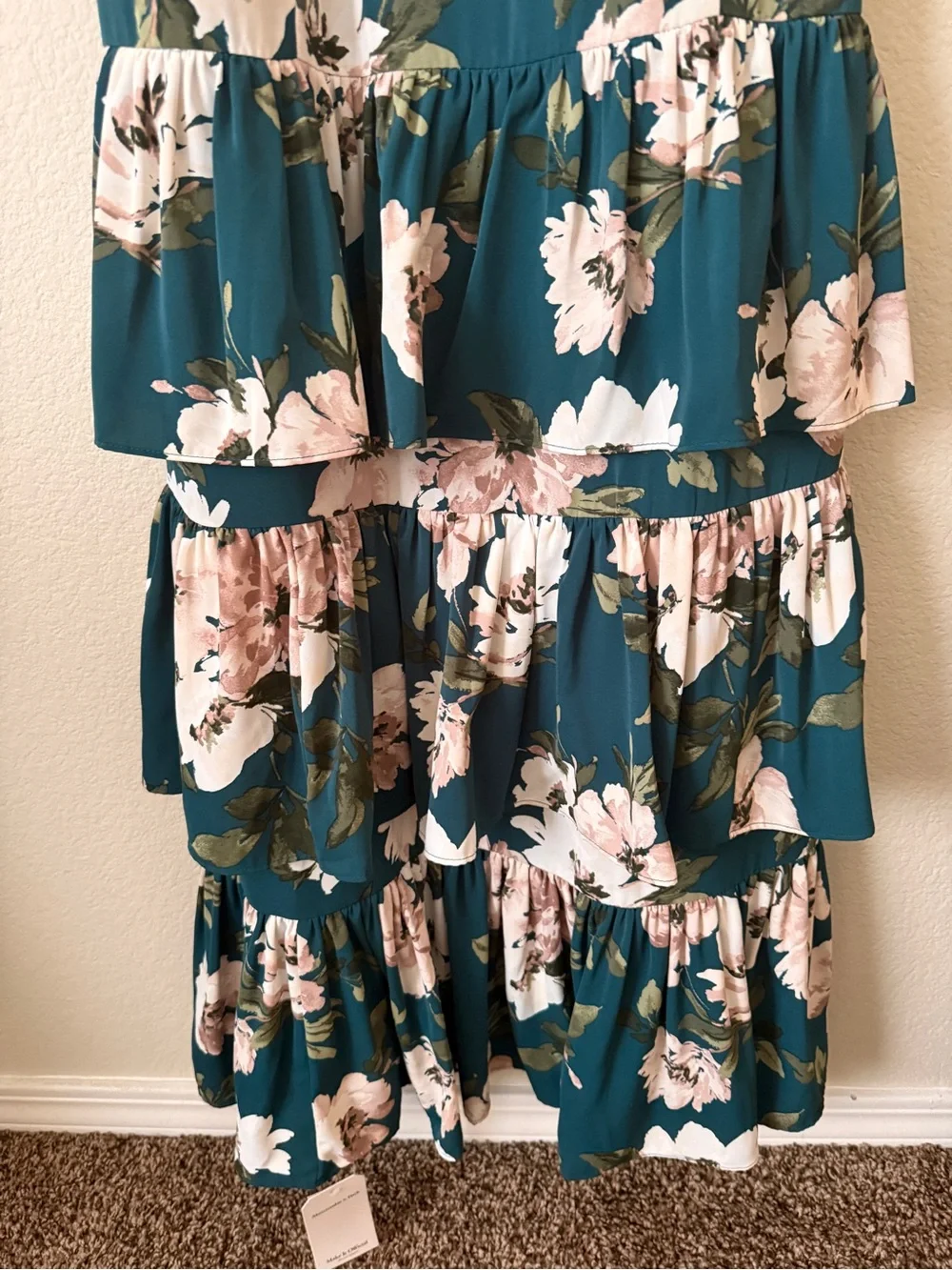 Abercrombie & Fitch Teal Floral Tiered Maxi Dress